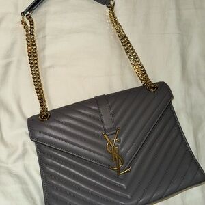 Gray Quilted Chain Shoulder Flap Bag